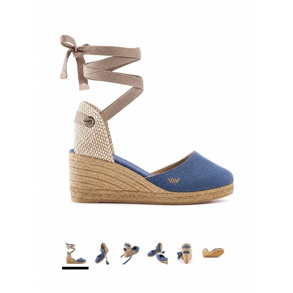 Viscata Escala Canvas Espadrille Wedges 39 Tie Organic Cotton Summer Vacation